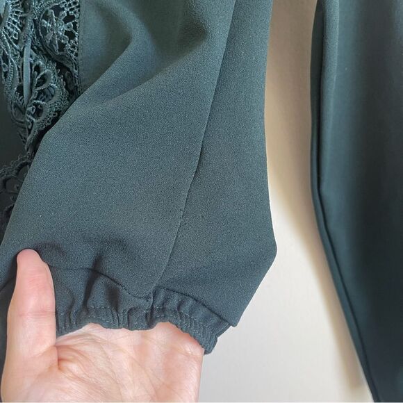 PrettyLittleThing Emerald Green Lace Up Long Sleeve Thong Bodysuit Size 4 - Picture 7 of 9